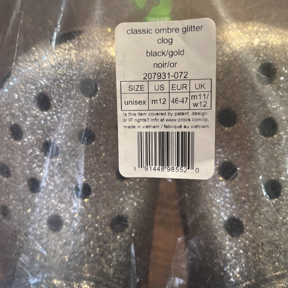 CROCS: Classic ombre glitter clog Black/Gold Unisex - Picture 11 of 12